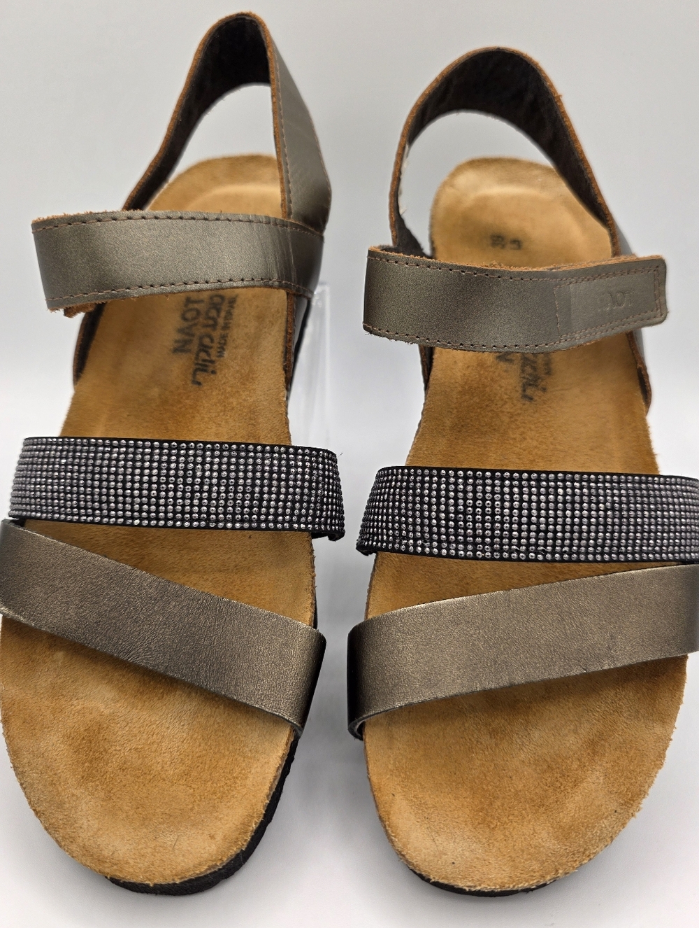 Naot Leather Sandals Womens 39 US 8 Bronze Rhinestone Comfort